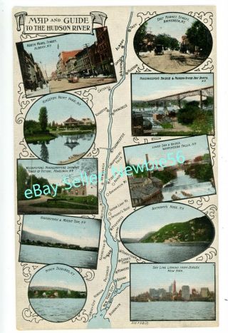Hudson River Ny - Map Of Nyack/havertraw/wappingers Falls/rhinebeck - Postcard