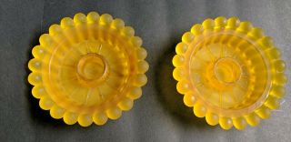 Yellow Candlestick Holders Vintage Set Of 2