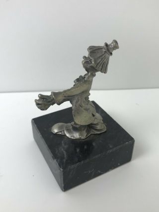Vintage Pewter Clown Figurine On Base Playing Instrument 4 