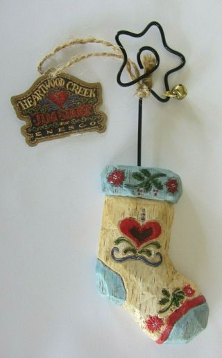 2003 Jim Shore White Stocking Heart Hanging Christmas Ornament 113466 With Tags