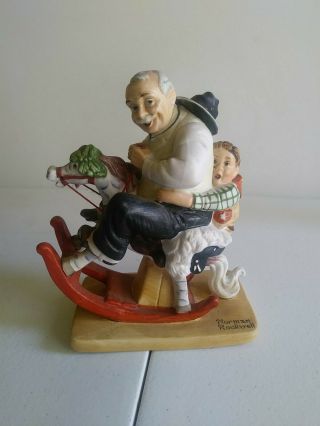 Vtg.  1980 Danbury Norman Rockwell Porcelain Figurine " Gramps At The Reins "