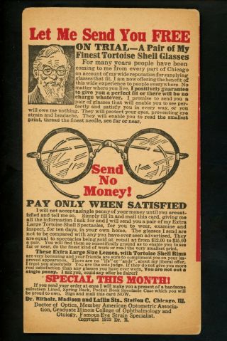 Optical Eye Postcard Advertising Dr.  Ritholz Eyeglasses Chicago Illinois Il 2