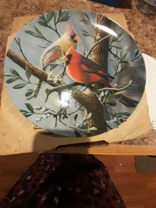 Edwin M Knowles China Plate: “the Cardinal” By Kevin Daniel Box