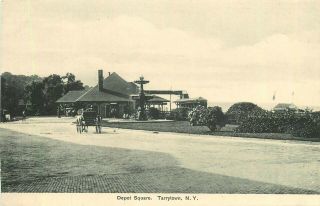 Tarrytown Ny Depot Square Railroad Passenger Train Station Postcard