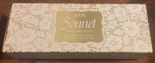 Vintage Avon Sonnet Set Of 3 Perfumed Soaps Box
