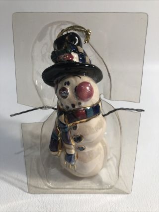 Snowman Blue Sky Clayworks Ornament By Heather Goldminc