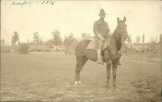 Rppc Wwi Us Army Soldier Horse Camp Grayling Michigan? Real Photo Postcard