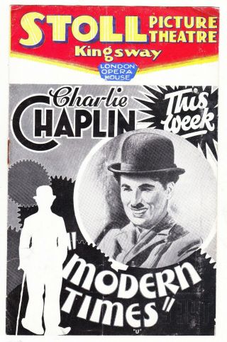 Stoll Film Programme 1936.  Charlie Chaplin Claudette Colbert " Modern Times " (k59)