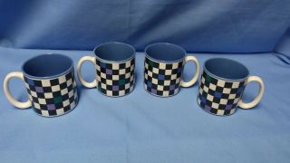 Set Of 4 Vintage 1991 Potpourri Press Hi - Tech Square Coffee Mugs Cups