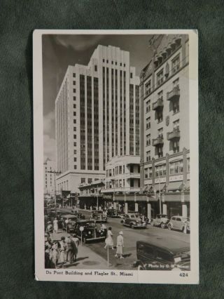 Real Photo Postcard Rppc - Fl - Du Pont Building & Flagler St,  Miami Gw Romer