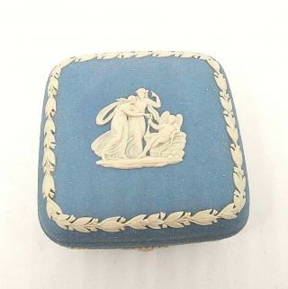 Wedgwood Vintage Blue Jasperware Square Trinket Box With Lid,  3x3 "