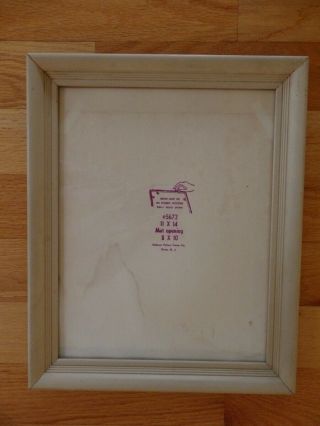 Vintage Off White Painted Wooden 11 X 14 " Picture Frame Has Glass