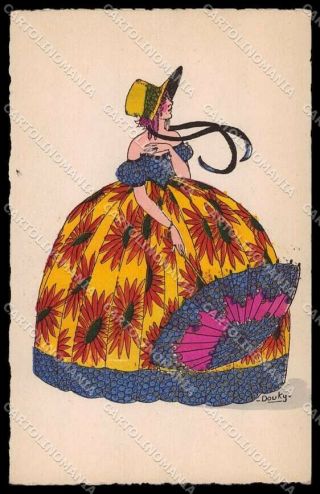 Artist Signed Douky Fashion Lady Hand Painted Duponchel Editeur Pc Zg3674