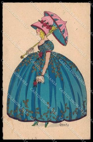 Artist Signed Douky Fashion Lady Hand Painted Pc Zg3675