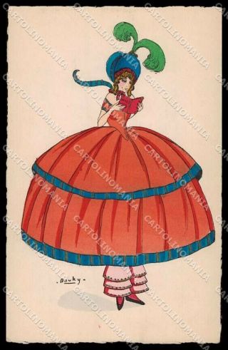 Artist Signed Douky Fashion Lady Hand Painted Duponchel Editeur Pc Zg3677