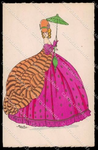 Artist Signed Douky Fashion Lady Hand Painted Pc Zg3678
