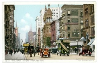 York City Nyc - 5th Avenue & 42nd Street - Detroit Publishing Postcard