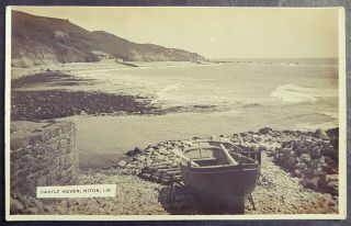R.  P.  Postcard Boat/slipway - Cottage - Reeth Bay - Castle Haven - Niton Isle Of Wight