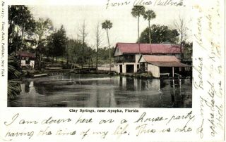 1907 The Clay Springs Near Apopka,  Fl Florida Pc Very Rare