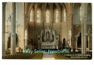 Ballston Spa Ny - Interior Of St Marys Church - Postcard