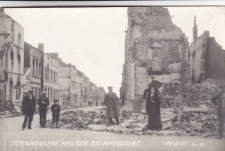 Wwi German Rppc Real Photo Postcard Shelled Ruins Maubeuge France 30