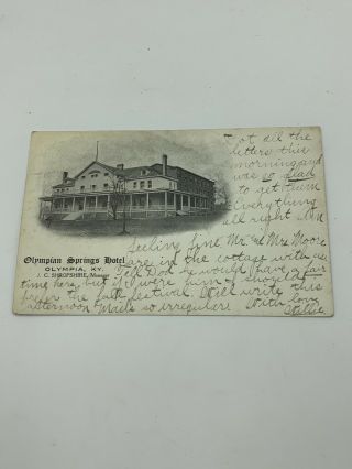 1906 Olympian Springs Hotel Olympia Ky Kentucky Postcard