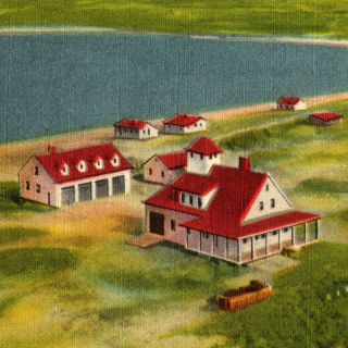 Vintage 1954 Coast Guard Station Powder Hole Monomoy Point Chatham Postcard Ma
