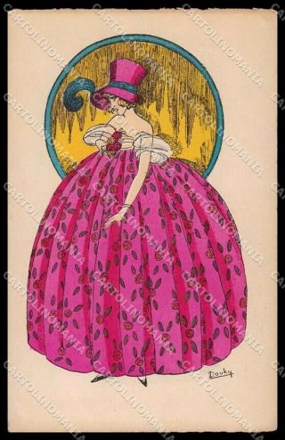 Artist Signed Douky Fashion Lady Hand Painted Pc Zg3680