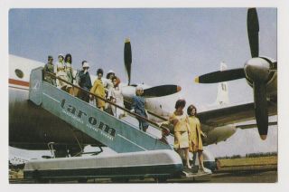 Romania Tarom Airline Carrier Il - 18 Airplane On Airport Vintage Postcard (58735)