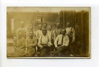 Antique Rppc Photo Postcard,  Nyc Railroad,  Workers In Front Of Train Car