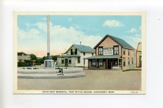 Nantucket Ma Mass Antique Postcard Siasconset,  Post Office Square,  Car,  Store