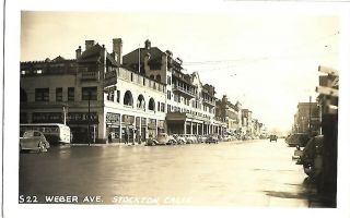 Hotel Stockton Weber Avenue 1941 Postmark Topeka & Santa Fe Ca