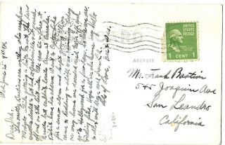 Hotel Stockton Weber Avenue 1941 postmark Topeka & Santa Fe CA 2