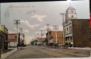 Santa Paula,  California,  Post Card 1911 Main Street,  Ventura County