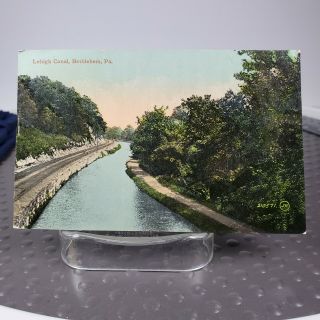 Postcard Pa Bethlehem Lehigh Canal Railroad Tracks Unposted Leighton & Valentine