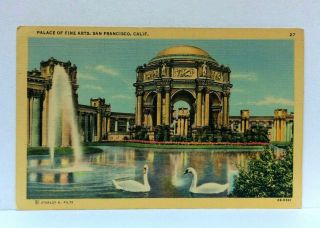 San Francisco California Palace Of Fine Arts Linen Vintage Postcard
