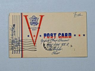 Vtg United States Army V Post Card 1943 Augusta Ga Camp Gordon Posted 7511