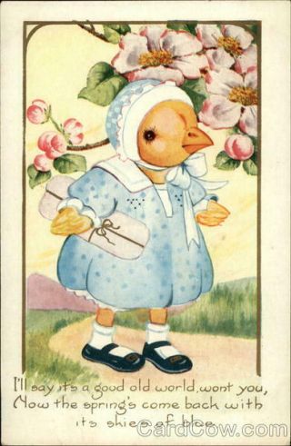 Easter Chicks Spring Greetings Whitney Made Antique Postcard Vintage Post Card