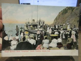Vintage Old Postcard California Santa Catalina Island Glass Bottomed Boat Empres