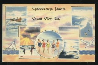 Va Ocean View Linen Pc 1949 Multi - View Greetings Women Bathing Suits Life Savers