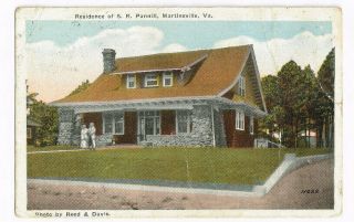 Martinsville,  Va.  (virginia) House Of S.  R.  Pannill Reed & Davis White Border