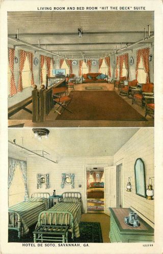 Georgia,  Ga,  Savannah,  Hotel De Soto,  Living Room & Bed Room 1920 