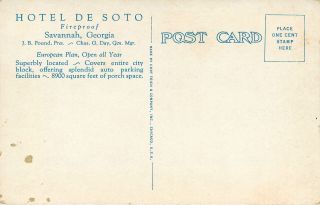 Georgia,  GA,  Savannah,  Hotel De Soto,  Living Room & Bed Room 1920 ' s Postcard 2