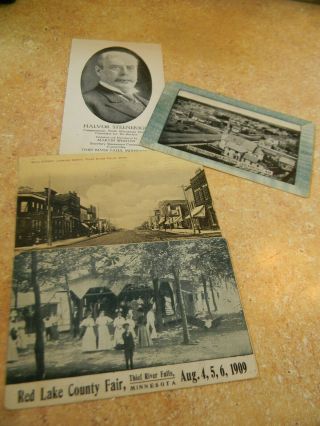 Antique Postcards & Political Brochure For Thief River Falls Minnesota 1909 1918