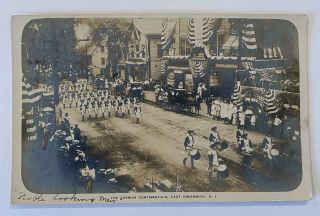 Rppc - East Greenwich,  Ri,  Military Political Parade By Post Office