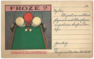 Brunswick - Balke - Collender Co.  Billiard & Pool Tables Advertising Postcard C.  1905
