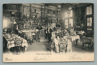 Italy Railroad Station Restaurant Antique Postcard Chiasso Buffet Della Stazione
