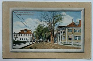 1915 Ma Postcard Wareham Cape Cod Massachusetts Main Street Bank Building Border