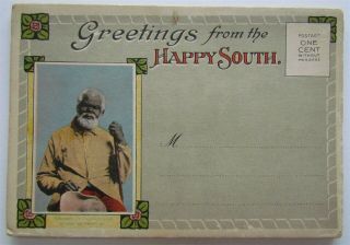 Greetings From Happy South Antique Black Americana Postcards Folder