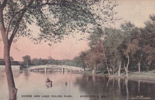 Bridge And Lake Doling Park Springfield Missouri Mo Postcard Fred Harvey A07